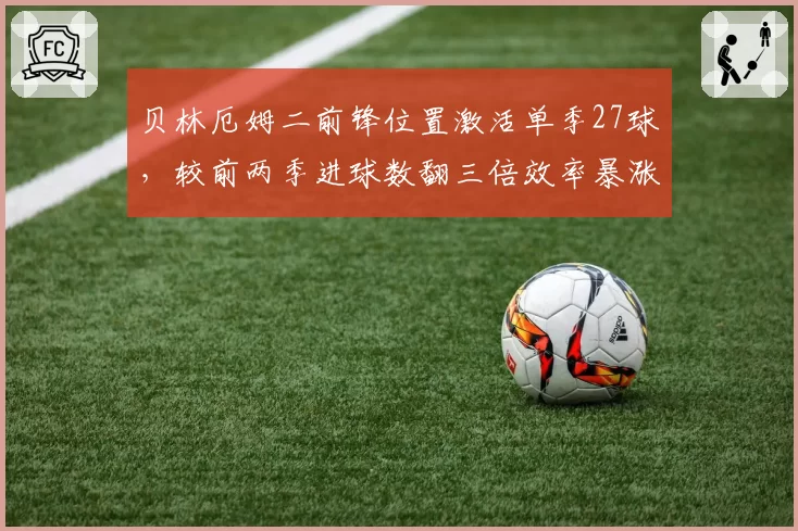 贝林厄姆二前锋位置激活单季27球，较前两季进球数翻三倍效率暴涨